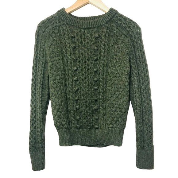J. CREW Wool Sweater Popcorn Cable Knit Pullover Size XS - Picture 4 of 9